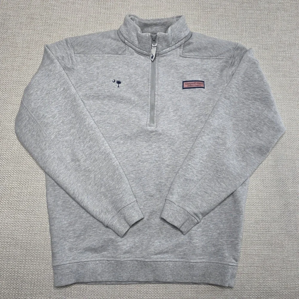 Vineyard Vines Sweater Mens S Gray Collegiate Shep Pullover Zip‎ Mock Sweatshirt